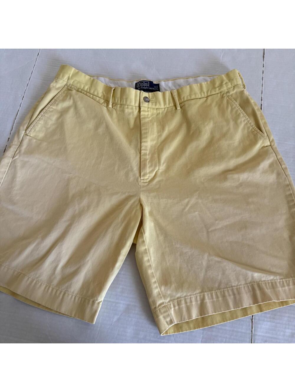 POLO RALPH LAUREN Tyler Pleated Front Chino Golf Shorts Yellow Mens 38.
